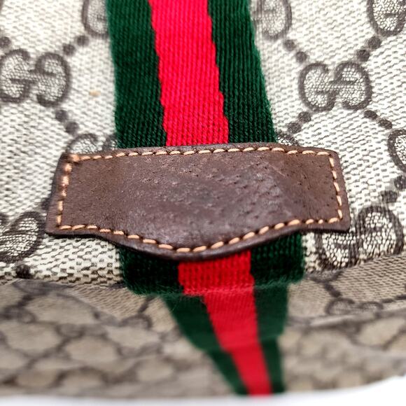 GUCCI GG SUPREME Canvas/Brown Leather Trim Folding Travel Carry VINTAGE - Picture 8 of 13